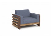 Кресло лаунж деревянное SEALINE тик, ткань для улицы, металл светлое дерево Фото 2