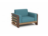 Кресло лаунж деревянное SEALINE тик, ткань для улицы, металл светлое дерево Фото 5