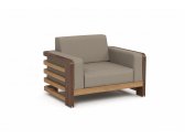 Кресло лаунж деревянное SEALINE тик, ткань для улицы, металл светлое дерево Фото 4