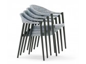 Кресло металлическое с подушкой Varaschin Clever алюминий, текстилен, ткань светло-серый, жемчужный Фото 3
