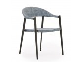 Кресло металлическое с подушкой Varaschin Clever алюминий, ткань серый, голубой Фото 1