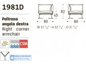 Кресло правое угловое мягкое Varaschin Colorado сталь, ткань Фото 4