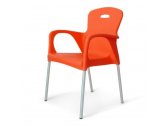 Пластиковое кресло на металлокаркасе Afina Contract сталь, полипропилен оранжевый Фото 1