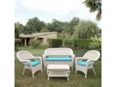 Комплект плетеной мебели Afina LV130 White/Blue искусственный ротанг, сталь белый, бирюзовый Фото 1