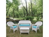 Комплект плетеной мебели Afina LV130 White/Blue искусственный ротанг, сталь белый, бирюзовый Фото 2