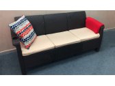 Диван пластиковый трехместный Yalta Sofa 3 Seat пластик с имитацией плетения венге Фото 2