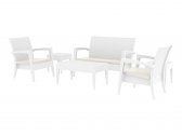 Комплект пластиковой плетеной мебели Siesta Contract Miami Lounge Set стеклопластик, полиэстер белый Фото 1