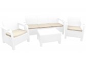 Комплект пластиковой мебели Yalta Terrace Set Max пластик с имитацией плетения слоновая кость Фото 1