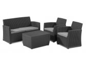 Комплект пластиковой мебели Keter Corona set with cushion box пластик с имитацией плетения графит Фото 1