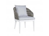 Кресло плетеное с подушками Tagliamento Aura алюминий, акрил тортора, белый Фото 1