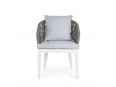 Кресло плетеное с подушками Tagliamento Aura алюминий, акрил тортора, белый Фото 3