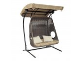 Кресло подвеcное для двоих Ecodesign Canopy сталь, искусственный ротанг коричневый Фото 2