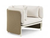 Кресло плетеное лаунж с подушками Ethimo Esedra алюминий, искусственный ротанг, акрил песочный, белый Фото 4