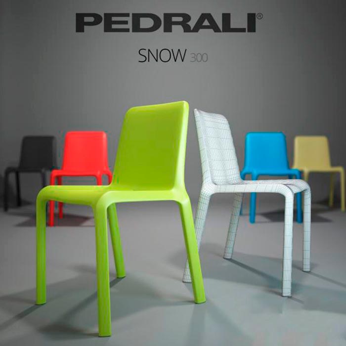 Пластиковый стул красный 470х550х805 мм, PEDRALI, Snow (6)