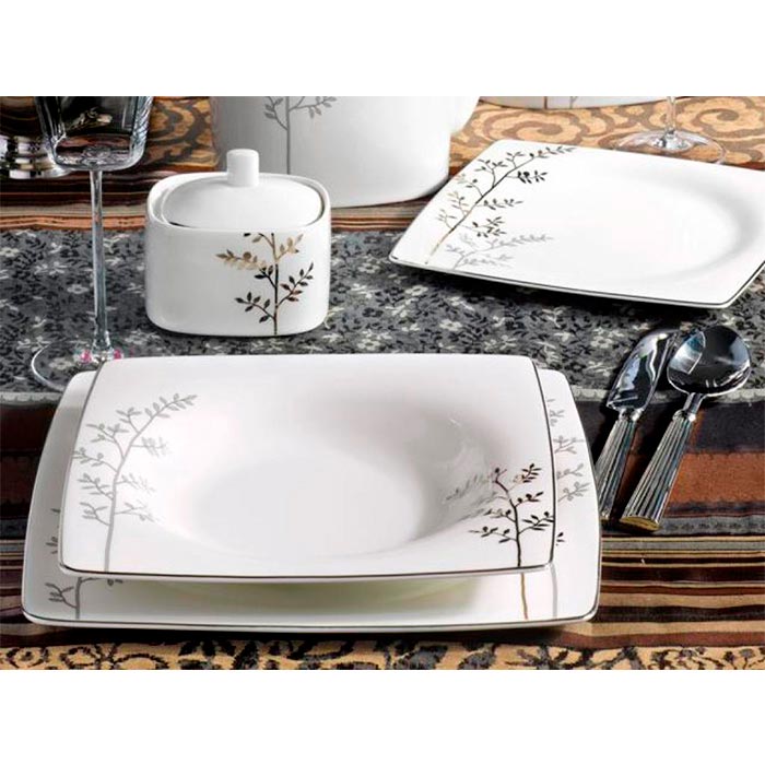 Столовый сервиз 40 пр белый, Royal Fine China, Time square silver nature (3)