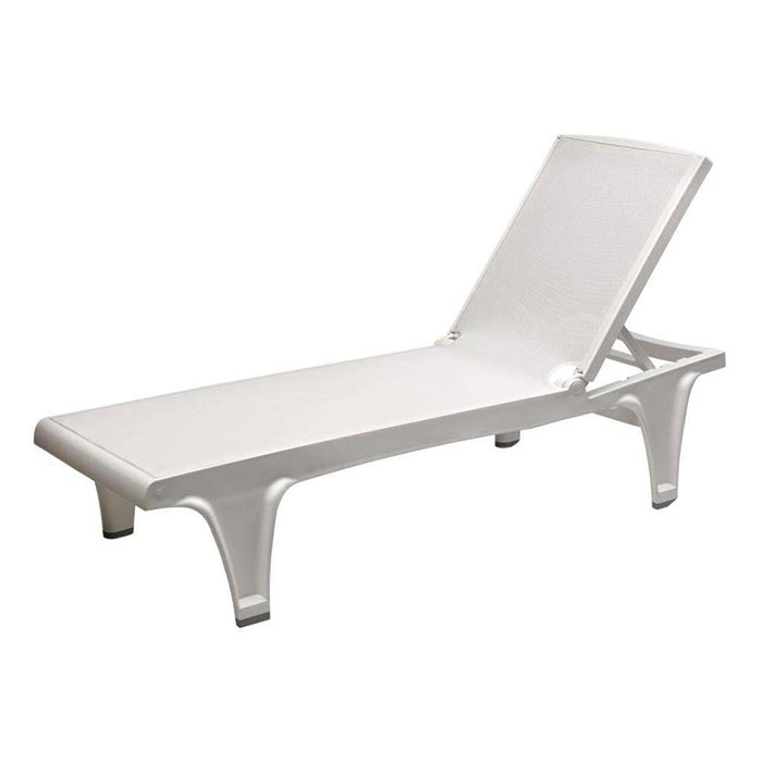 Пластиковый шезлонг, Tahiti Sun-bed Scab Design Италия каркас белый, текстилен - белый (2)