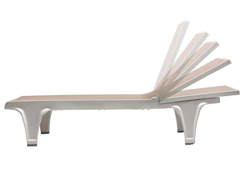 Пластиковый шезлонг, Tahiti Sun-bed Scab Design Италия каркас белый, текстилен - тортора (1)