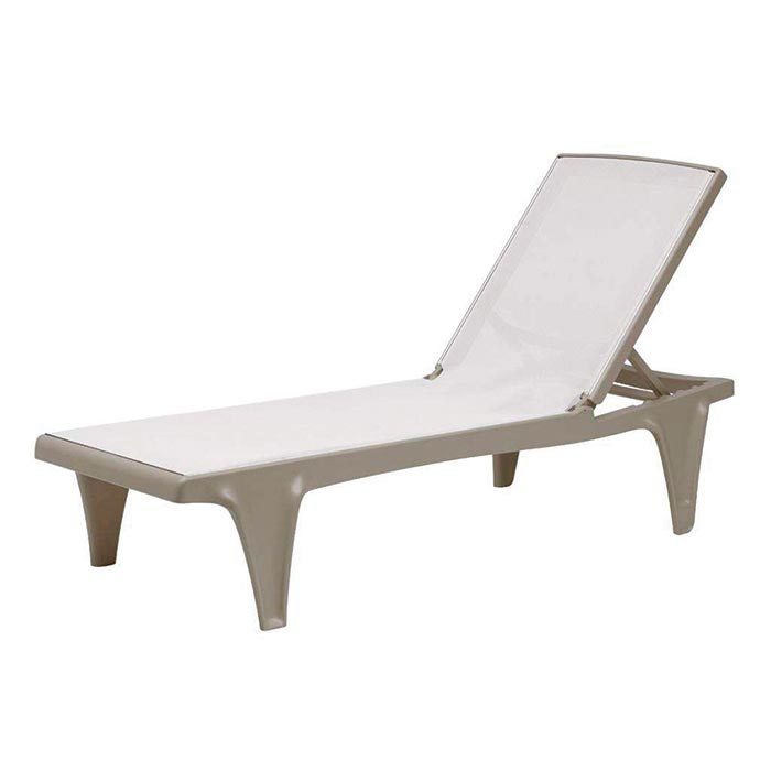 Пластиковый шезлонг, Tahiti Sun-bed Scab Design Италия каркас тортора, текстилен - белый (1)