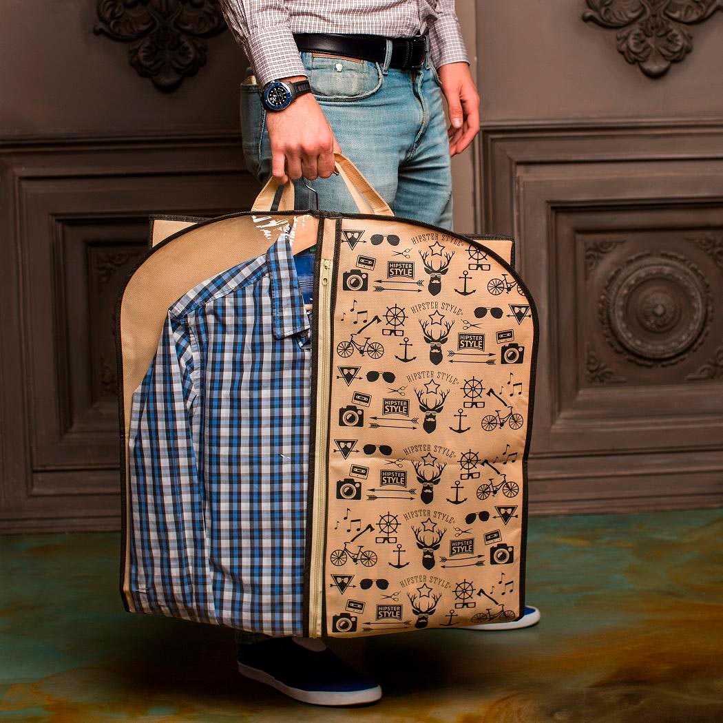 Чехол для одежды с прозрачным окном, бежевый, 600x1000 мм, Homsu, Hipster Style (6)