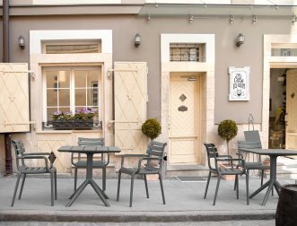 Стол пластиковый Paris Table 80, темно-серый, 800х800х740 мм