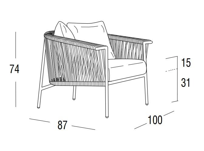 Кресло плетеное с подушками Corolle
