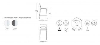 Стул барный пластиковый Scab Design Diva антрацит