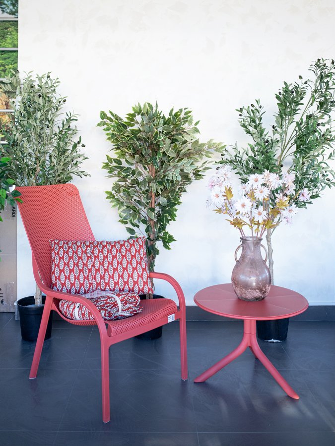 Стол пластиковый обеденный Spritz + Spritz Mini, красный, Ø605х400-765 мм