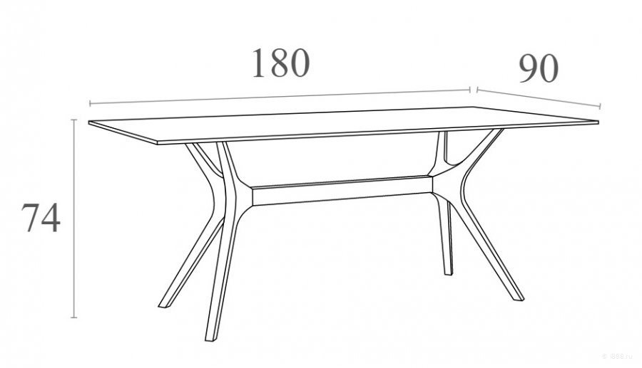 Стол пластиковый Ibiza Table 180, антрацит, 1800х900х740 мм