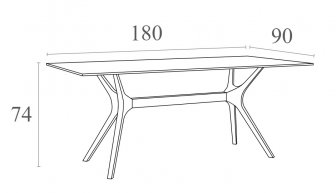 Стол пластиковый Ibiza Table 180, антрацит, 1800х900х740 мм