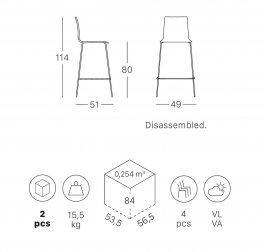 Стул барный пластиковый Scab Design Alice Barstool хром, антрацит