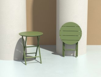 Стол пластиковый складной Helen Folding Table Ø60, оливковый, Ø600х740 мм