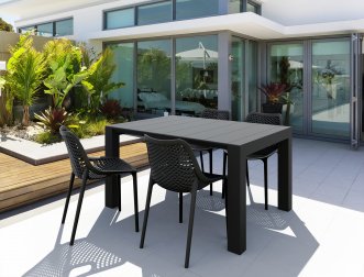Стол пластиковый раздвижной Vegas Table, черный, 1000-1400х1000х750 мм