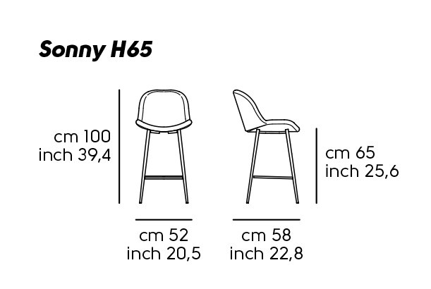 Стул с обивкой полубарный MIDJ Sonny H65 M TS