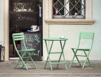 Стол пластиковый складной Helen Folding Table Ø60, опаловый зеленый, Ø600х740 мм