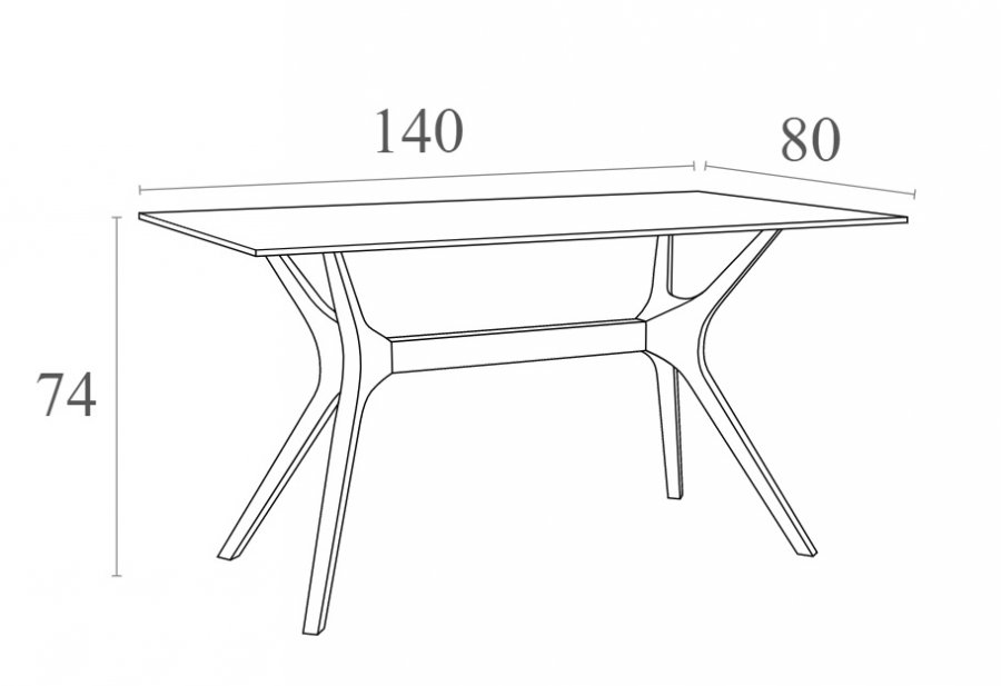 Стол пластиковый Ibiza Table 140, коричневый, 1400х800х740 мм