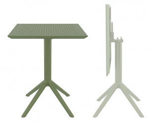 Стол пластиковый складной Sky Folding Table 60, оливковый, 600х600х740 мм