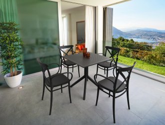 Стол пластиковый Sky Table 80, черный, 800х800х740 мм