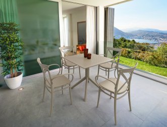 Стол пластиковый Sky Table 80, бежевый, 800х800х740 мм