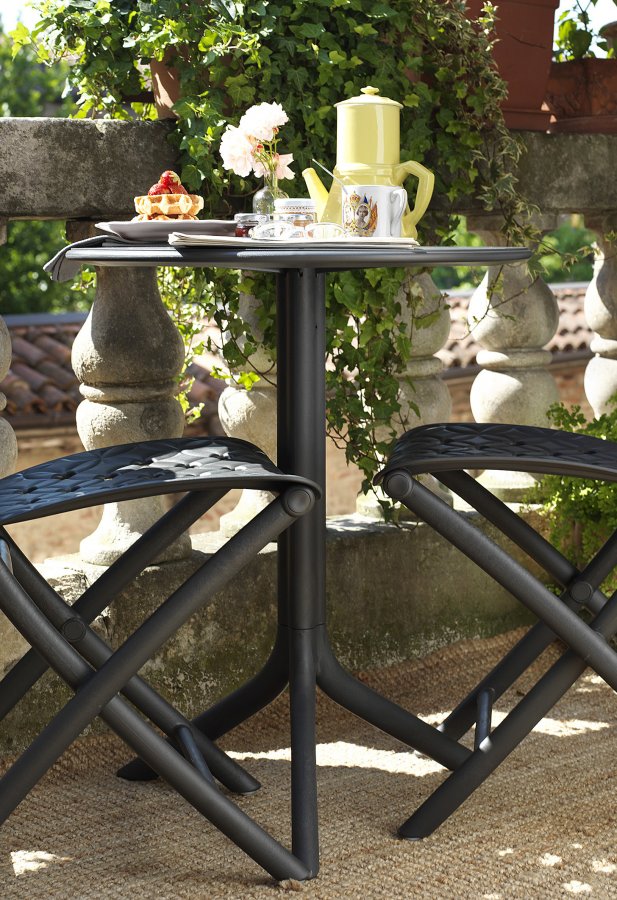 Стол пластиковый обеденный Spritz + Spritz Mini, антрацит, Ø605х400-765 мм
