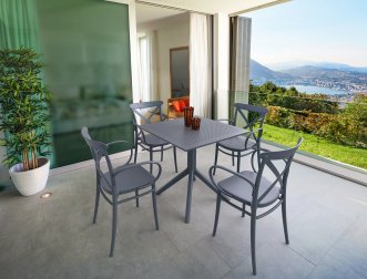 Стол пластиковый Sky Table 80, темно-серый, 800х800х740 мм