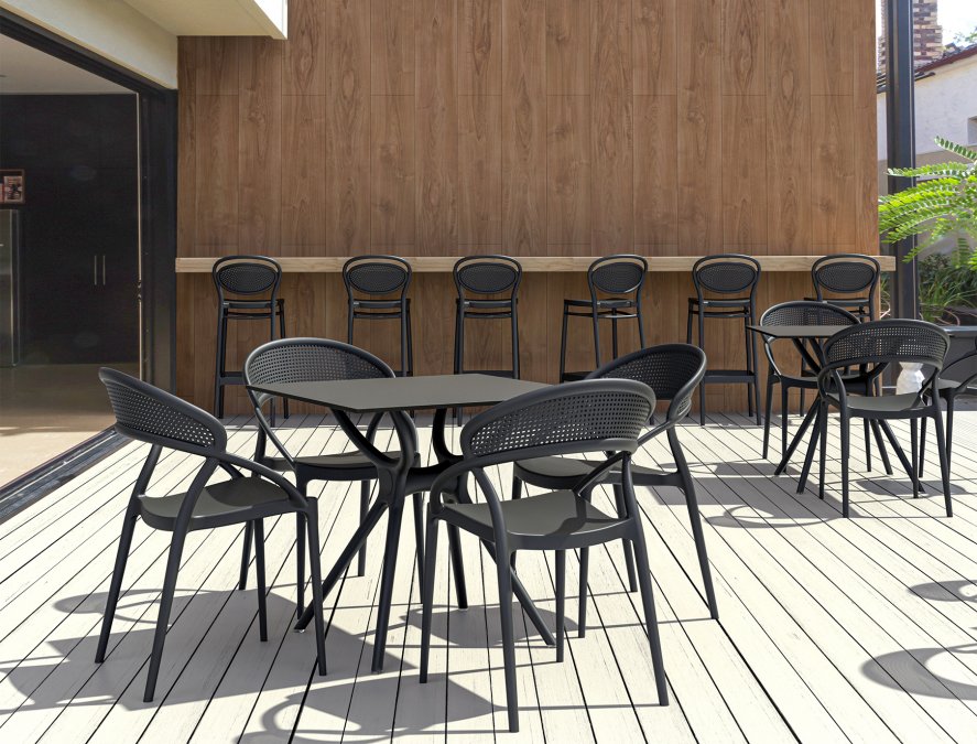 Стол пластиковый Air Table 80, черный, 800х800х740 мм