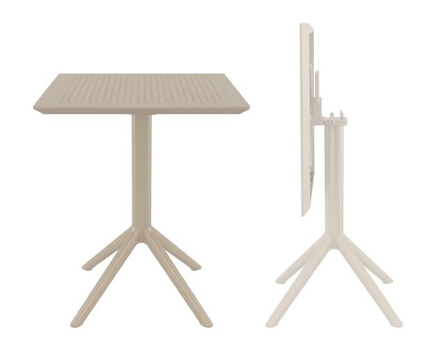 Стол пластиковый складной Sky Folding Table 60, бежевый, 600х600х740 мм