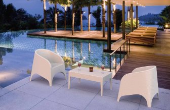 Кресло пластиковое плетеное с подушкой Siesta Contract Aruba белый
