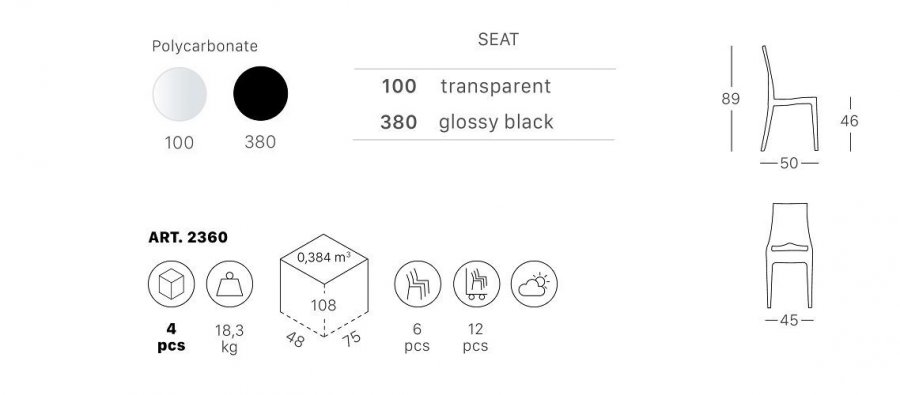 Стул пластиковый Scab Design Glenda черный