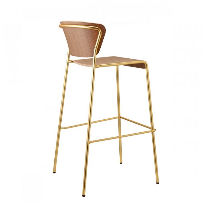 Стул барный Scab Design Lisa Wood сатинированная латунь, орех