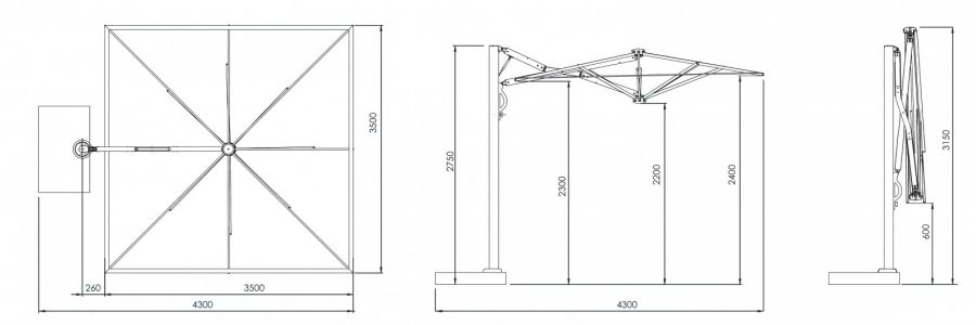Зонт профессиональный 3.5х3.5 м Astro Timber