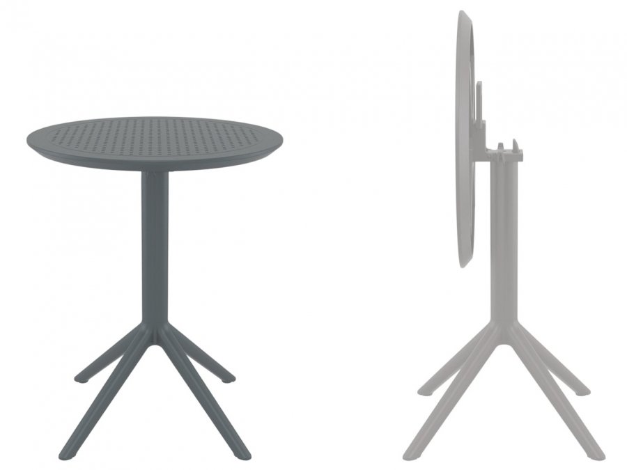Стол пластиковый складной Sky Folding Table Ø60, темно-серый, Ø600х740 мм