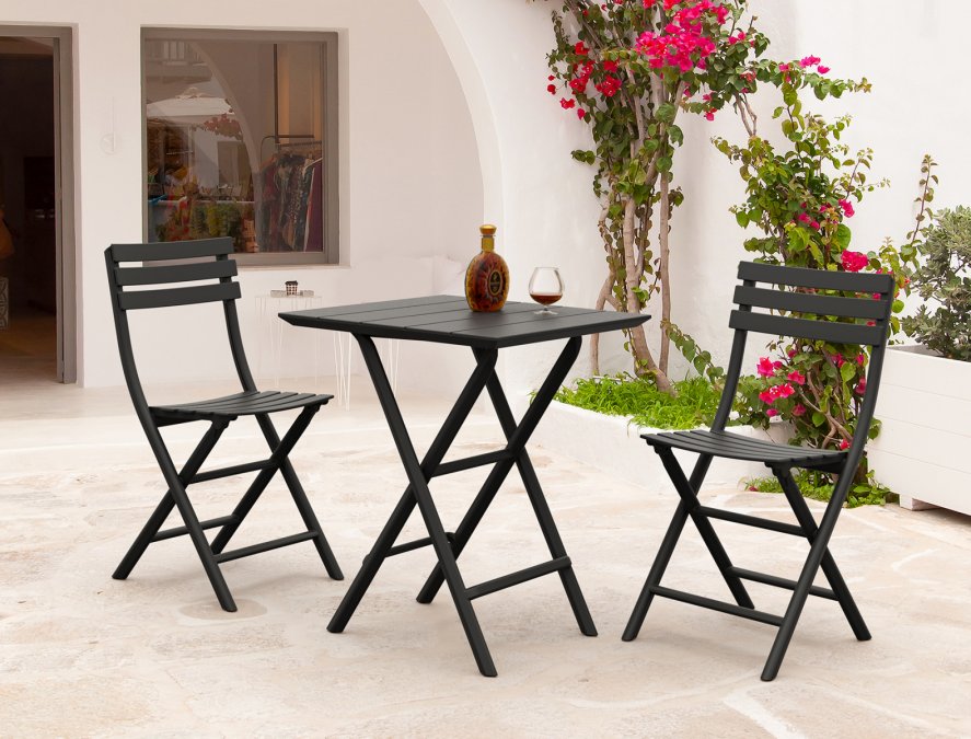 Стол пластиковый складной Helen Folding Table 60, черный, 600х600х740 мм