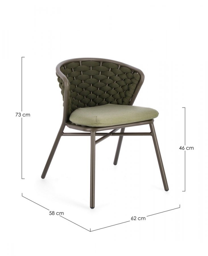 Стул плетеный с подушкой Garden Relax Harlow коричневый, зеленый, оливковый