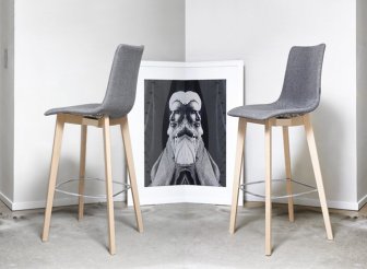 Стул барный с обивкой Scab Design Natural Zebra Pop натуральный бук, светло-серый